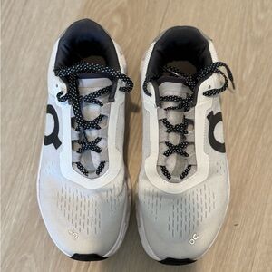 On Running Light Gray and Black Athletic Shoes